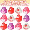ArtCreativity 2-Inch Valentine's Day Rubber Duckies, Pack of 12, Cute Valentine Bath Toys, Fun Rubber Duckies for Bath, Pool, or Party Decorations, Perfect Valentine’s Day Party Favors