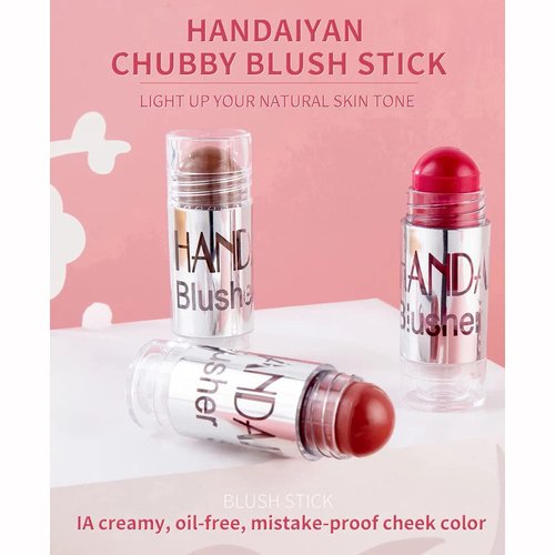 Yeweian Blush Stick Set Matte Cream Blush Stick for Cheeks, Eyes and Lips Natural Makeup Waterproof Long Lasting (Set 01)