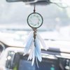Alynsehom Dream Catcher Car Interior Rearview Mirror Hanging Decor Handmade Grids Nature Feather Small Boho Car Charms Pendant Accessories (Grey feather)