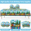 gisgfim Train Birthday Party Supplies Train Theme Party Tableware Includes Train Party Plates Napkins Fork and Train Theme Tablecloth for Birthday Parties Decorations Set Serve 20