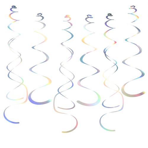 Party Swirl Decorations Iridescent Shinny Foil Hanging Swirl Decorations Plastic Streamer for Ceiling Plastic Streamer for Party Decorations Metallic Hanging Swirl Pack of 30