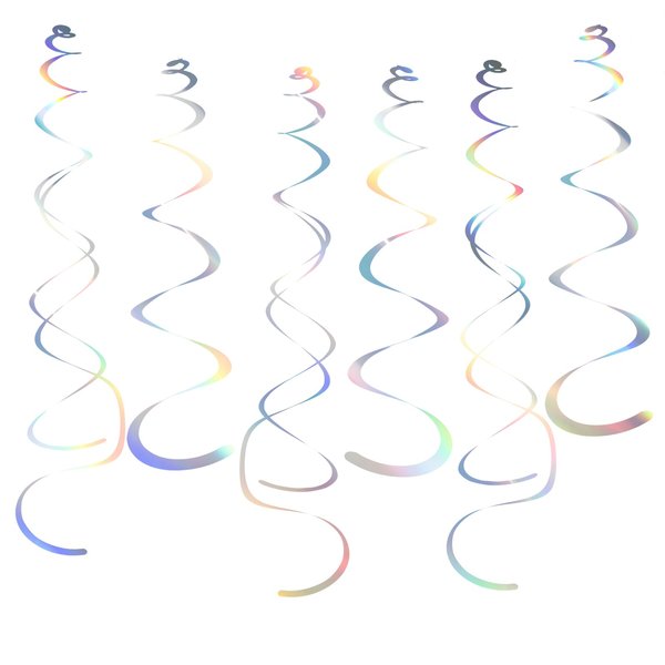Party Swirl Decorations Iridescent Shinny Foil Hanging Swirl Decorations Plastic Streamer for Ceiling Plastic Streamer for Party Decorations Metallic Hanging Swirl Pack of 30