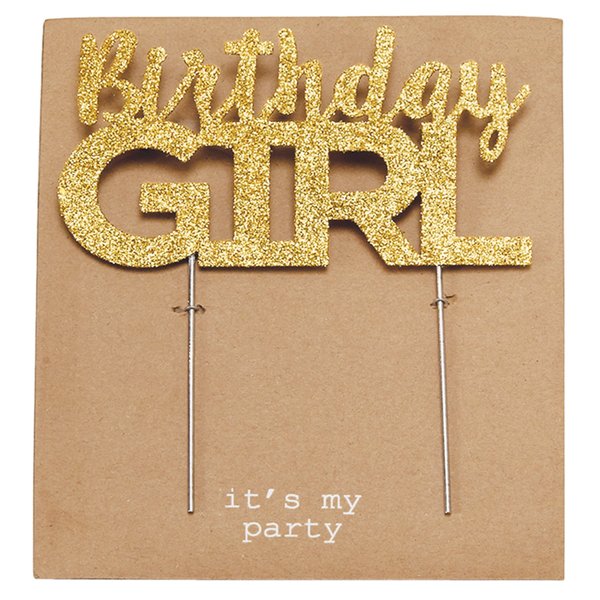 Mud Pie Birthday Girl Gold Cake Topper, Gold