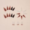 RTKHFZE Almond Shape Press on Nails Long Stiletto Press On False Nails Brown Glitter Fake Nails with Gradient Designs Full Cover Acrylic Nails Stick on Nails for Women Manicure