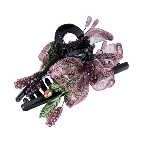 Hair Clips for Women - Copper Wire Hand-woven High-level design Hair Claws Elegant Flower Hair Accessories, Crystal Hair Claw Barrettes for Ladies Thin Thick Hair, Mother's Day Gifts (Pink)