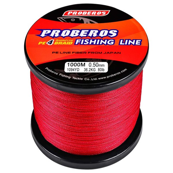 BAIKALBASS Braided Fishing Line 4 Strands Strong Multifilament PE Braid Wire for Saltwater 328Yard/300M 30LB Red