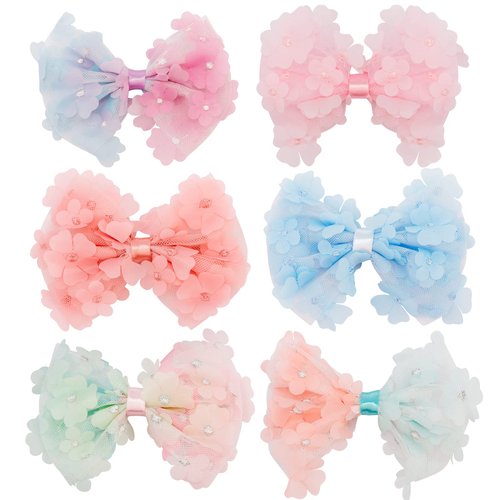 YISSION 6PCS Bow Hair Clips for Girls Cute Hair Barrettes Toddler Flower Hair Clips Kids Hair Accessories for Girls Random Colors