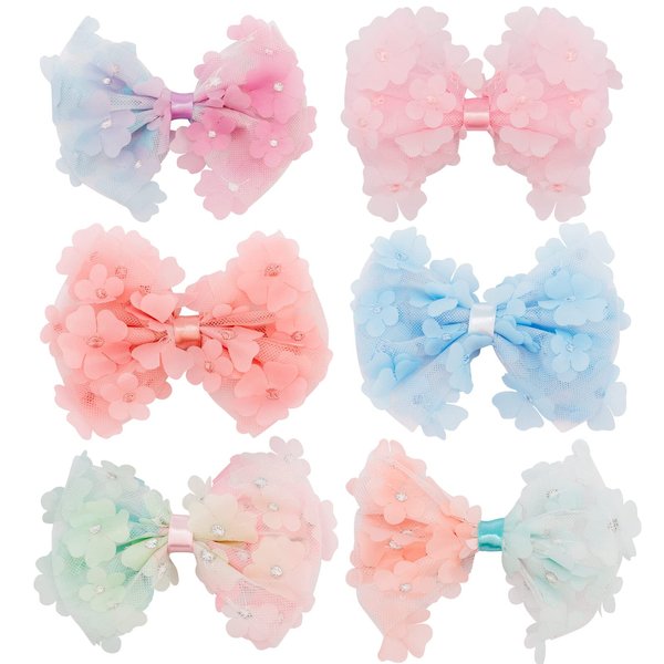 YISSION 6PCS Bow Hair Clips for Girls Cute Hair Barrettes Toddler Flower Hair Clips Kids Hair Accessories for Girls Random Colors