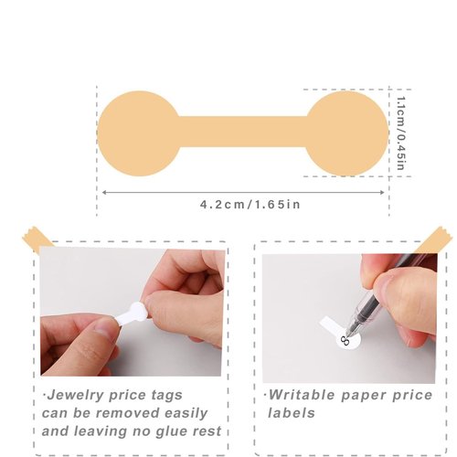 1000PCS Price Stickers for Small Business Jewelry Price Tags Self Adhesive White Blank Jewelry Price Label Roll for Clothing Ring Necklace Earring Price Identify Rectangle Label