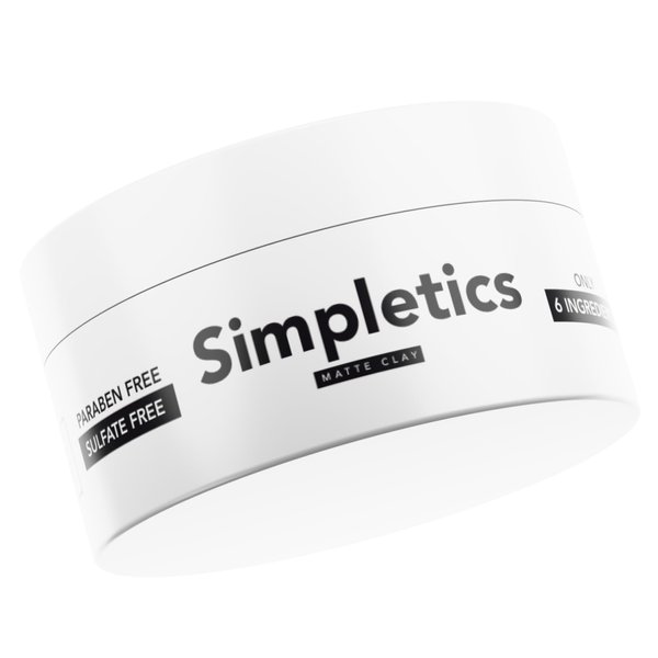Simpletics All Natural Hair Clay for Men – 6 Ingredient Matte Styling Clay with Beeswax & Coconut Oil – Vanilla Scent – Strong Hold & Texture – Non-Greasy, Water Based, No Harsh Chemicals – 2oz