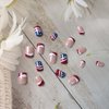 4th of July Press on Nails Short Square Fake Nails Independence Day False Nails Glitter American Flag Designs French Tips Acrylic Nails Glue on Nails 4th of July Nail Art Decoration Accessories