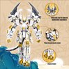 HIGH GODO Mech Robot Building Blocks Set for Adults, Flexible Cool White Tiger Warrior Model Kit with Two-Handed Axes Weapon Toy Playset, 679 pcs Creative Mythical Ninja Gifts for Man Boys Ages 12-14