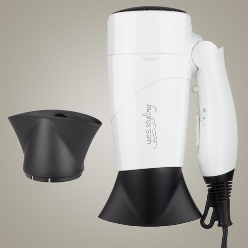 Travel Compact Hair Dryer, 1875W Lightweight Blow Dryer with Detachable Handle,1 Nozzle, 2 Heat Settings, 2 Speed Slide Switch, Cool Shot Button, Fast Drying for Family, Student (White)