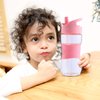 Sivaphe Kids Water Bottle with Straw 12 OZ BPA-Free Tritan Plastic Little Girls Small Clear Drinking Bottle for School Time Pink