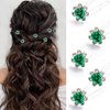 Bartosi Flower Hair Pins Rhinestone Bridal Hair Pieces Bride Wedding Hair Accessories for Women and Girls (Pack of 5) (Green)