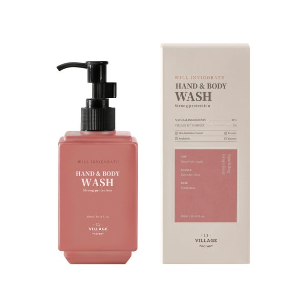 VILLAGE11FACTORY Will Invigorate Hand and Body Wash (300ml/10.14 fl.oz.) Premium Home Spa, Aromatherapy (Lavender and Grapefruit)