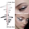 VavaSans Gel Eyeliner Mechanical Pencil Black and Silver Dual Ended Two Color Retractable Eye Liner Pigmented Smooth Creamy Textured Waterproof Smudge Proof Long Lasting Makeup