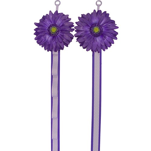 Hair Bow Holder and Headband Holder Storage and Organizer MATCHING SET (7 inch Blooming Daisy - Purple with Lavender DOT)