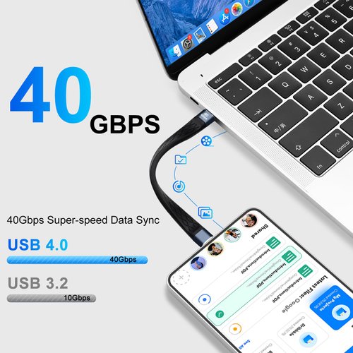 Guamar Short USB C Cable (2 Pack 240W), USB C Fast Charging Cable, 40Gbps Data Transfer, 8K HD Display, Short USB C to USB C Cable Thunderbolt 4/3 for iPhone 16 15 Plus Pro Galaxy S24 S23 Macbook iPad