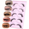 Cat Eye Lashes Fairy Eyelashes Wispy Fluffy False Eyelashes Fox Strip Fake Eyelashes 5 Styles Mixed Fluffy Mink Lashes with Long Tail Eye Lashes Pack 5 Pairs