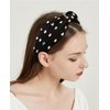 Wecoe 1pc Black Rhinestone Headband Top Knotted Headband For Women Girls Wide Headbands Non Slip Fashion Cloth Sparkly Jeweled Beaded Embellished Headband Homecoming Hair Accessories For Women Girls