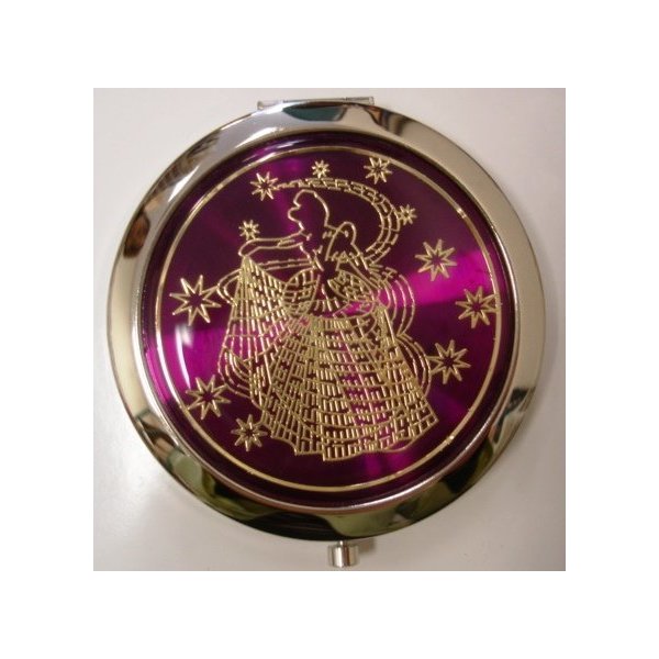 Purse Handbag Double Compact Cosmetic Mirror - Girl - Dark Purple
