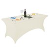 FORLIFE 6FT Spandex Tablecloth, Fitted Rectangular Table Cover for 72"L X 30"W X 30"H Tables, Universal Stretch Patio Table Cover for Wedding, Banquet, Party (Ivory)