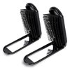2 Pcs Foldable Hair Brush with Mirror Portable Travel Hair Brush Pocket Size Anti-static Mini Hairbrush Small Compact Massage Comb Hair Styling Tools for Women Girls Home Travel Gym Purse (Black)