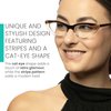 Brown Stripes Cat Eye Reading Glasses for Women to Look Stylish, Fashionable with High Vision- Comfortable for All Face Shape Womens Reading Glasses -Solid & Sturdy Reader - 2.75 Reading Glasses Women