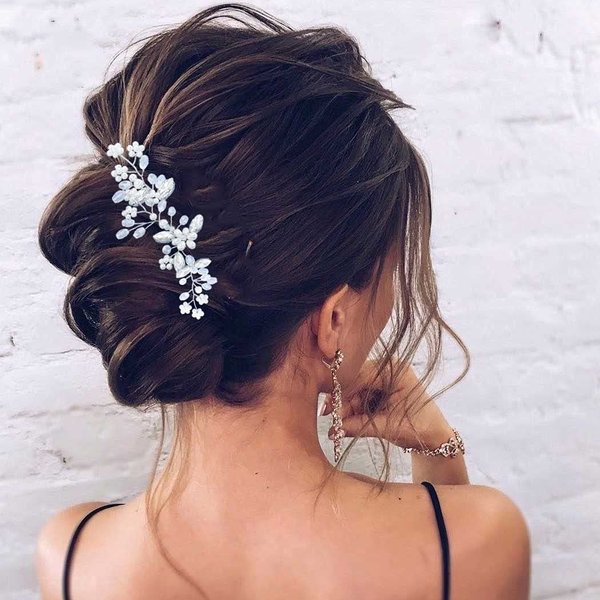 YBSHIN Pearl Bride Wedding Hair Pins Silver Crystal Hair Pieces Rhinestone Hair Clips Bridal Hair Accessories for Women and Girls (Pack of 3)