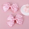 Racing Checkered Flag Hair Bow Clips 4'' Pink White Buffalo Plaid Printed Grosgrain Ribbon Pigtail Bowknot Barrettes Alligator Hairpins for Girls Women Race Fans Birthday Gift