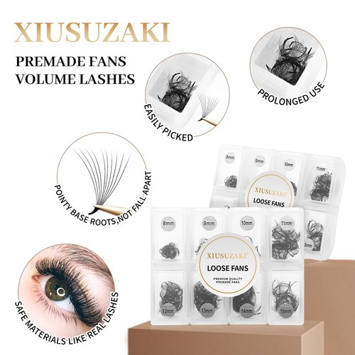 Premade Fans Eyelash Extensions 600 Fans 10D Premade Lash Fans Volume Lash Extensions 0.07 Thickness Eyelash Extension D Curl Mix 8-15mm Fluffy Soft Handmade Loose Fan(600Fans-10D-0.07-D,8-15mm)