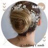 Salliy Wedding Hair Comb Silver Leaf Bridal Hair Piece Silver Rhinestone Hair Accessories for Women and Girls (F)