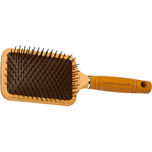 Mixed Chicks Paddle Brush with Hardened Plastic and Wood Handle