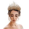 Bridal Wedding Headband Crystal Tiara Crown，Queen Tiaras and Crowns，Wedding Bride Crowns For Birthday Party Wedding Pageant Hair Accessories (Golden/Crown + necklace + Earrings)