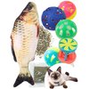DIYUQISHI Cat Toy Gift Set - 5 Colorful Bell Balls + Fish-Shaped Catnip Toy, Perfect for Interactive Play, Anxiety Relief, Digestion Aid, Exercise, for All Cats