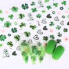 8Pcs St. Patrick's Day Nail Stickers Shamrocks Nail Art Stickers Irish Four Leaf Clover Nail Decals 3D Self-Adhesive Design Stickers St. Patrick's Day Nail Supplies Spring Summer Lucky Leaf Nail Decor