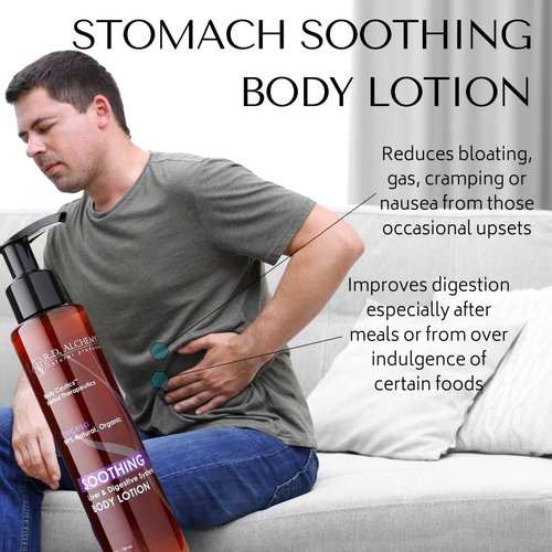 RD Alchemy - Stomach Soothing Lotion for Bloating, Gas, & Nausea - Extracts of Milk Thistle, Chamomile, & Licorice Soothe & Ease Symptoms for Improved Digestion & Stomach Relief.