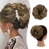 RSWETE Messy Bun Hair Piece, Instant Rose Bun Hair Scrunchie Hairpieces for Women, Wavy Curly Hair Pieces Chignon Ponytail Hair Extensions Updo Hairpiece Wiglet Bun (86H10# Blonde & Medium Brown)