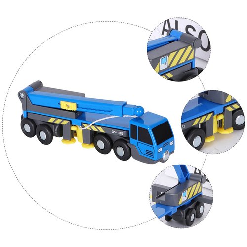 Toyvian Engineering Vehicle Mini Toy Train Tracks Train Toys Woody Toy Simulation Engineering Car Toy Telescopic Crane Truck Compatible Plastic