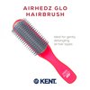 Kent AHGLO01 Airhedz Glo Red Half Round Narrow Detangling Hair Brush - 9 Row Ionic Anti Static Non Scratch Long Nylon Bristle Great for Detangling and Smoothing Medium to Long Length Hair