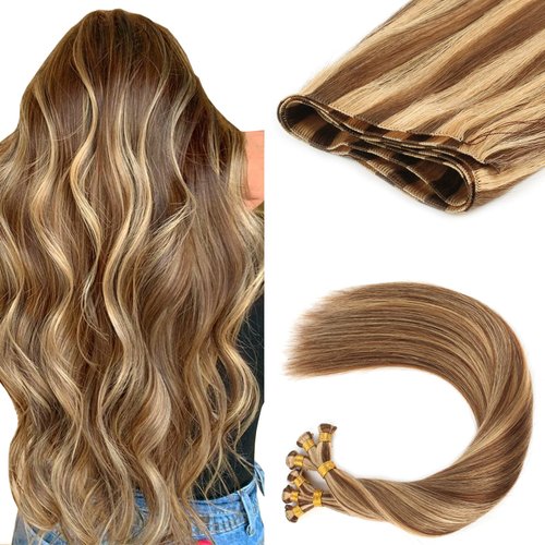 ABH AMAZINGBEAUTY HAIR Sew in Highlighted Hand Tied Weft Hair Extensions, Sew In Extensions Remy ...