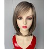 RENERSHOW Short Ombre Grey Wigs for Women Layered Chin length Gray Bob Wig Mid-length Straight Hair Wig Natural Looking Synthetic Wig