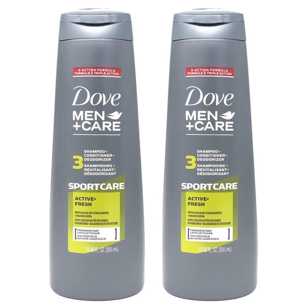 Dove Men+Care 2-in-1 Shampoo and Conditioner, Sportcare Active Fresh, 12 oz (Pack of 2)2