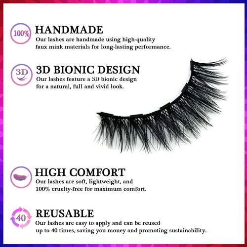 AkesuLash Magnetic Eyelashes Natural Look - 3D Cat-eye Wispy Magnetic Lashes with Applicator,2 Tubes of Magnetic Liner,Updated Strongest Reusable, Easy to Apply, Cruelty-Free,7 Pairs