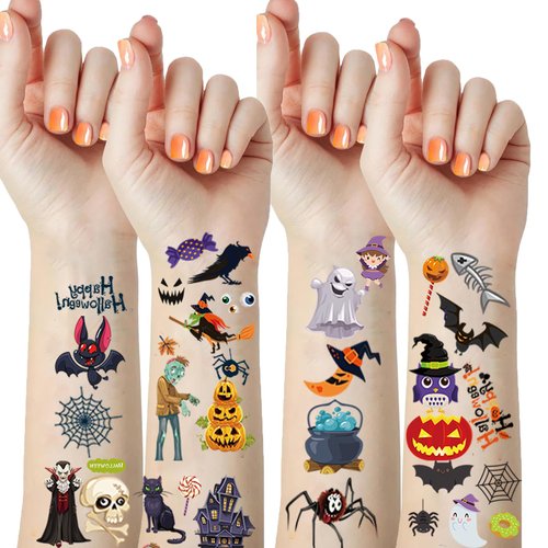 Halloween Tattoos, Halloween Temporary Tattoo Spider Pumpkin Waterproof Tattoo Stickers Halloween Theme Party Decorations fake tattoos