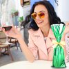 MT Products Metallic Mylar Wine Green Gift Bags for Bottles Sparkle Look - Great for a Wine Pull - (25 Pieces) (Ribbon and Rope Not Included)