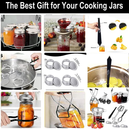 HOMMES Canning Supplies Starter Kit For Mason Jars Canning Pot,Include Stainless Steel Steam Rack,Measuring Spoon,Canning Funnel, Jar Lifter,Jar Wrench,Canning Tongs,Lid Lifter&Bubble Remover Tool