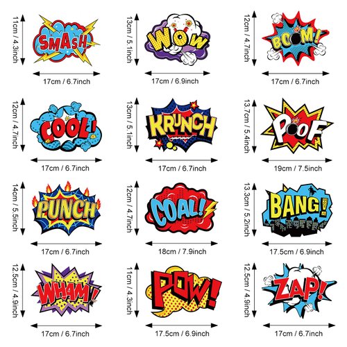 54 Pieces Hero Themed Party Decorations, Fun Hero Theme Party Sign Cutouts Foil Ceiling Hanging Swirls Streamers for Kids Adults Hero Birthday Celebrating Party Baby Shower Supplies (Vintage)