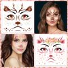 HOWAF 4 Sheets Deer Face Tattoos, Deer Full Face Temporary Tattoos Deer Face Decals for Adults Man or Women Birthday Makeup Decoration, Deer Animal Tattoos Halloween Deer Fake tattoos